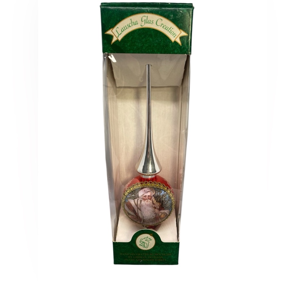 New Lauscha Glas Santa Face Christmas Ornament Tree Topper Blown Glass Germany